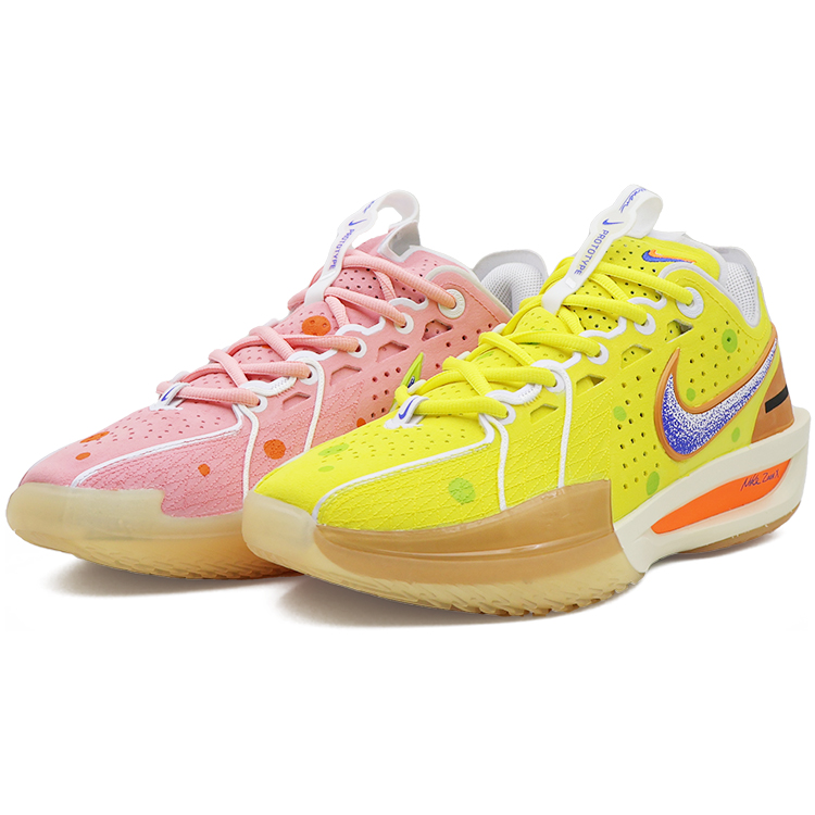 Nike Air Zoom G.T. Cut 3 Anti Slip Wear Resistant Low Top Basketball Shoes Unisex Yellow Pink