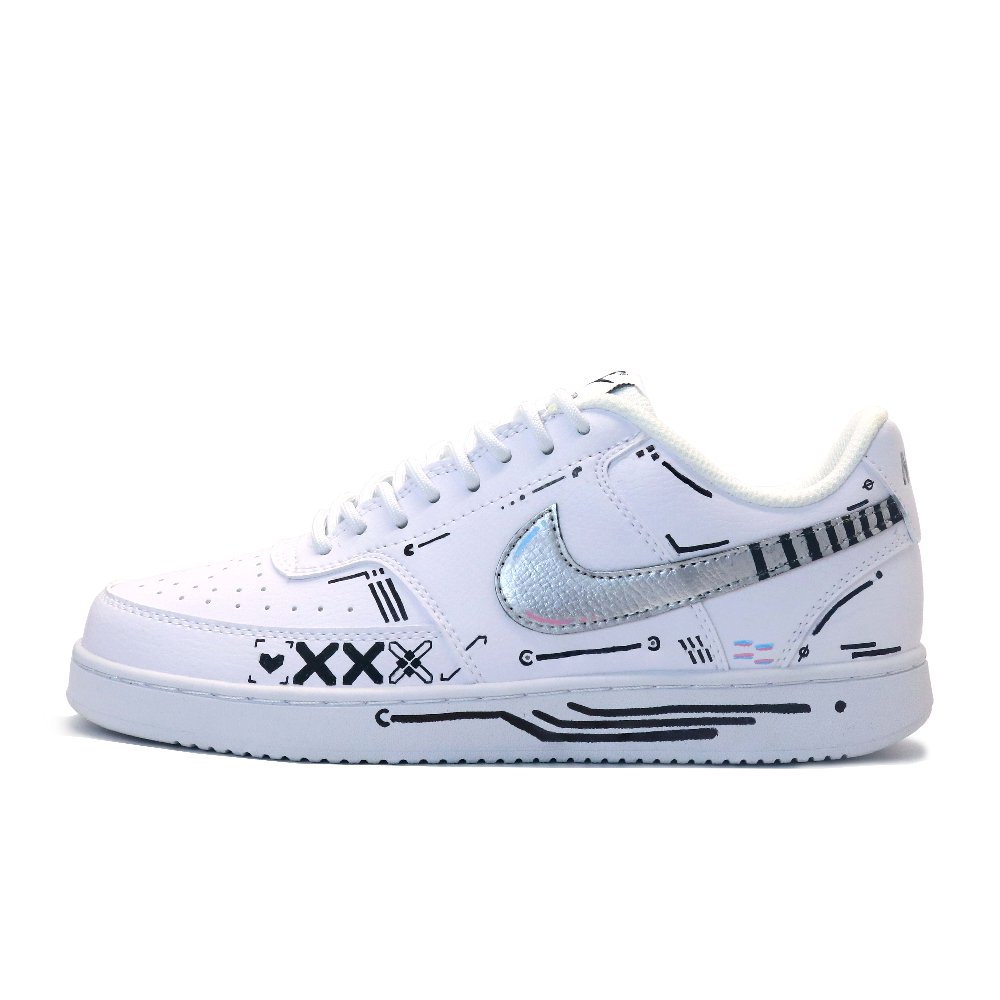 Nike Court Vision 1 Lightweight And Breathable Low-Top Skateboard Shoes Men's Black White