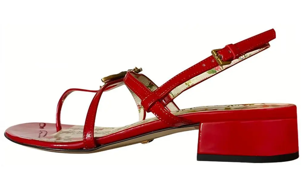 GUCCI Hibiscus One Strap Sandals Women's Red