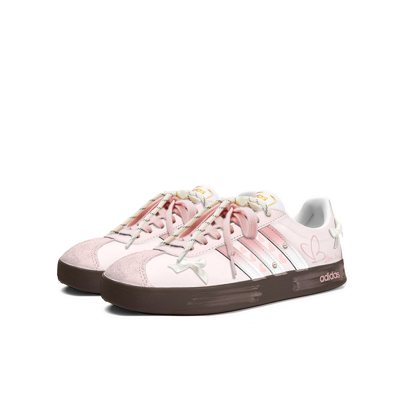 Adidas Neo VL Court 2.0 Butterfly Love Shock Absorbers Low Top Skateboard Shoes Unisex Pink Brown купить в интернет-магазине Yoocart с быстрой доставкой по России.