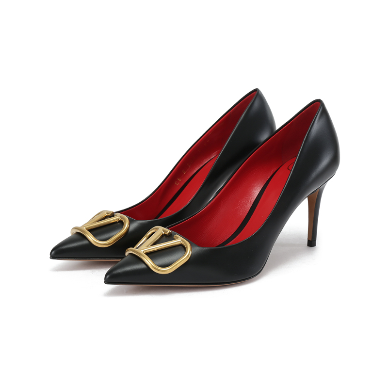 Valentino VLogo Signature Slim Heel High Heels 8cm Women's Black купить в интернет-магазине Yoocart с быстрой доставкой по России.