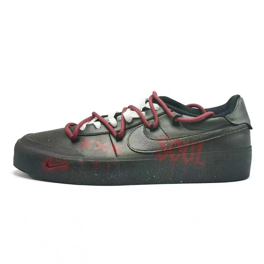 Nike Court Borough Prohibited Entry, Trendy Versatile, Fashion Low top Skateboard Shoes Men's Black Red