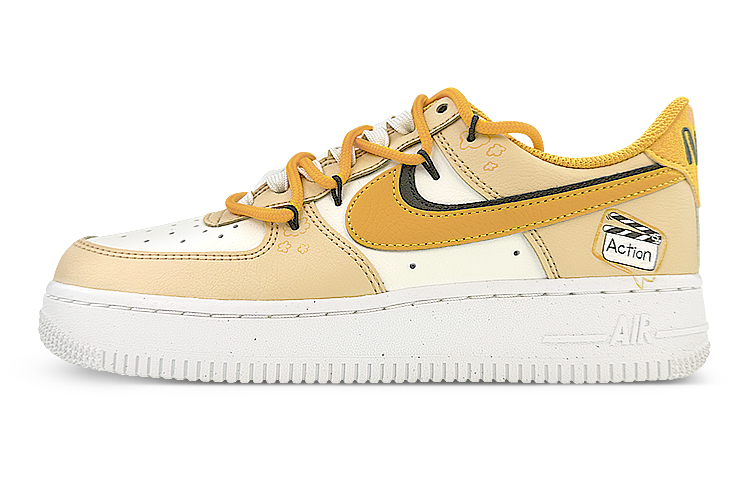 Nike Air Force 1 Low Low-Top Skateboard Shoes Women's Yellow Black