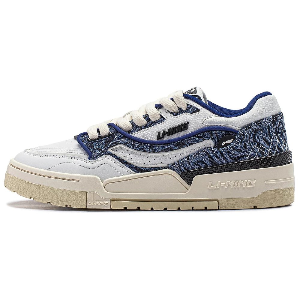 LiNing 001 BTC Abrasion Resistant Low Top Skateboard Shoes Women's White Blue