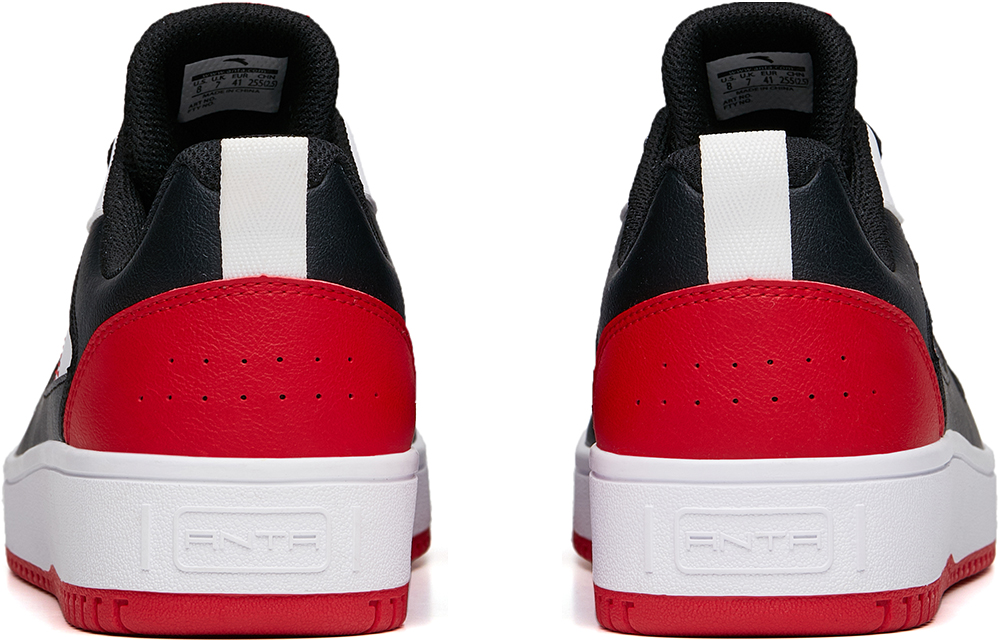 Anta Life Collection Anti Slip Wear Resistant Low Top Skateboard Shoes Men's Black White Red