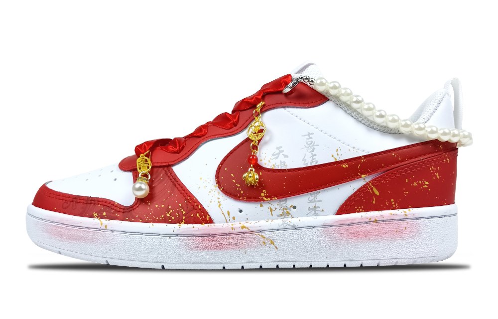 Nike Court Borough Anti-Slip Wear-Resistant Low-Top Skateboard Shoes Women's Red