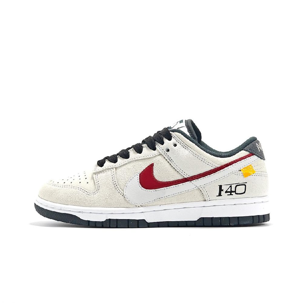 Nike Dunk Anti Slip Wear Resistant Low Top Skateboard Shoes Unisex Beige Red