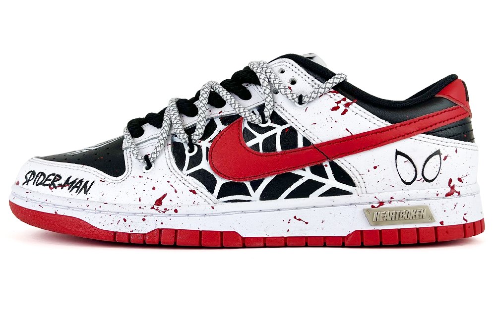 Nike Dunk Low Low-Top Skateboard Shoes Unisex Black Red