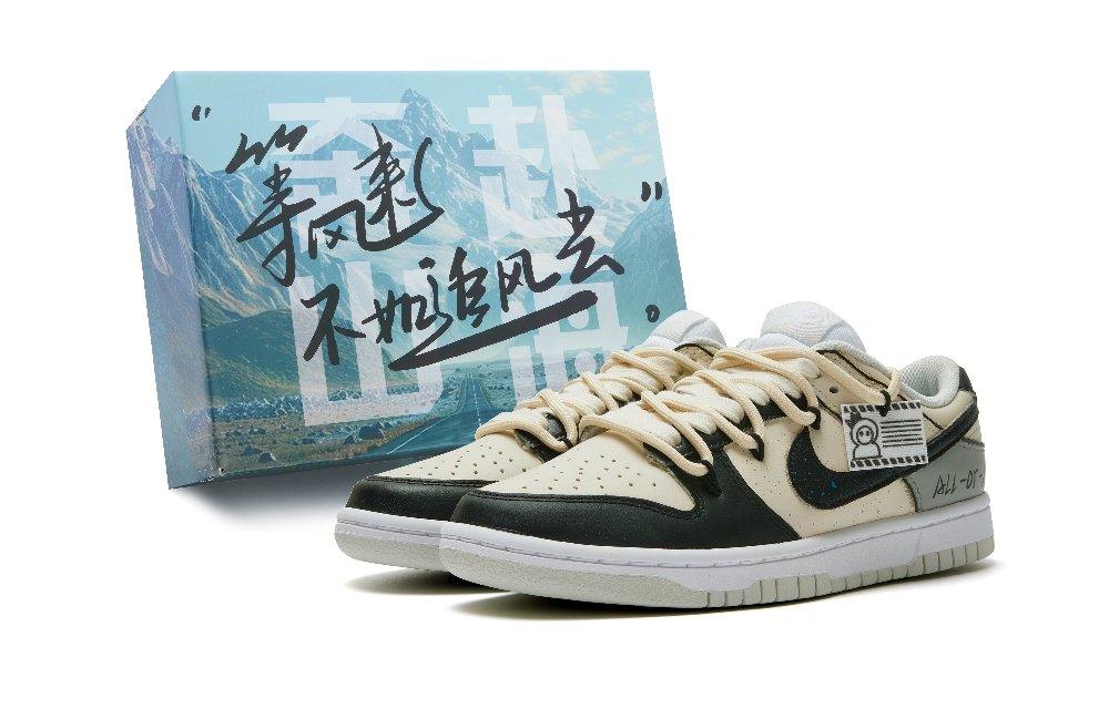 Nike Dunk Anti Slip Wear Resistant Low Top Skateboard Shoes Unisex Beige Gray
