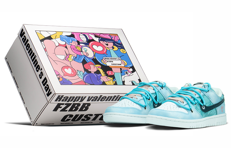 Nike Dunk Low Top Skateboard Shoes Women's Blue Gray Pink