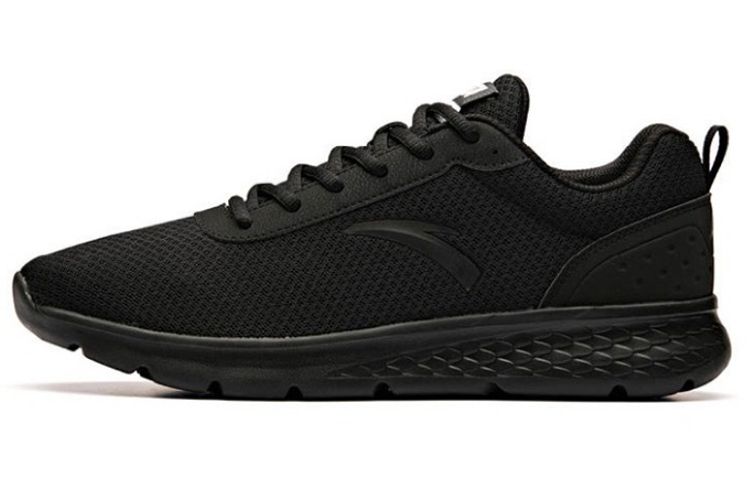Anta Running Collection Cushioned Slip Resistant Breathable Lightweight Low Top Casual Running Shoes Men's Pure Black