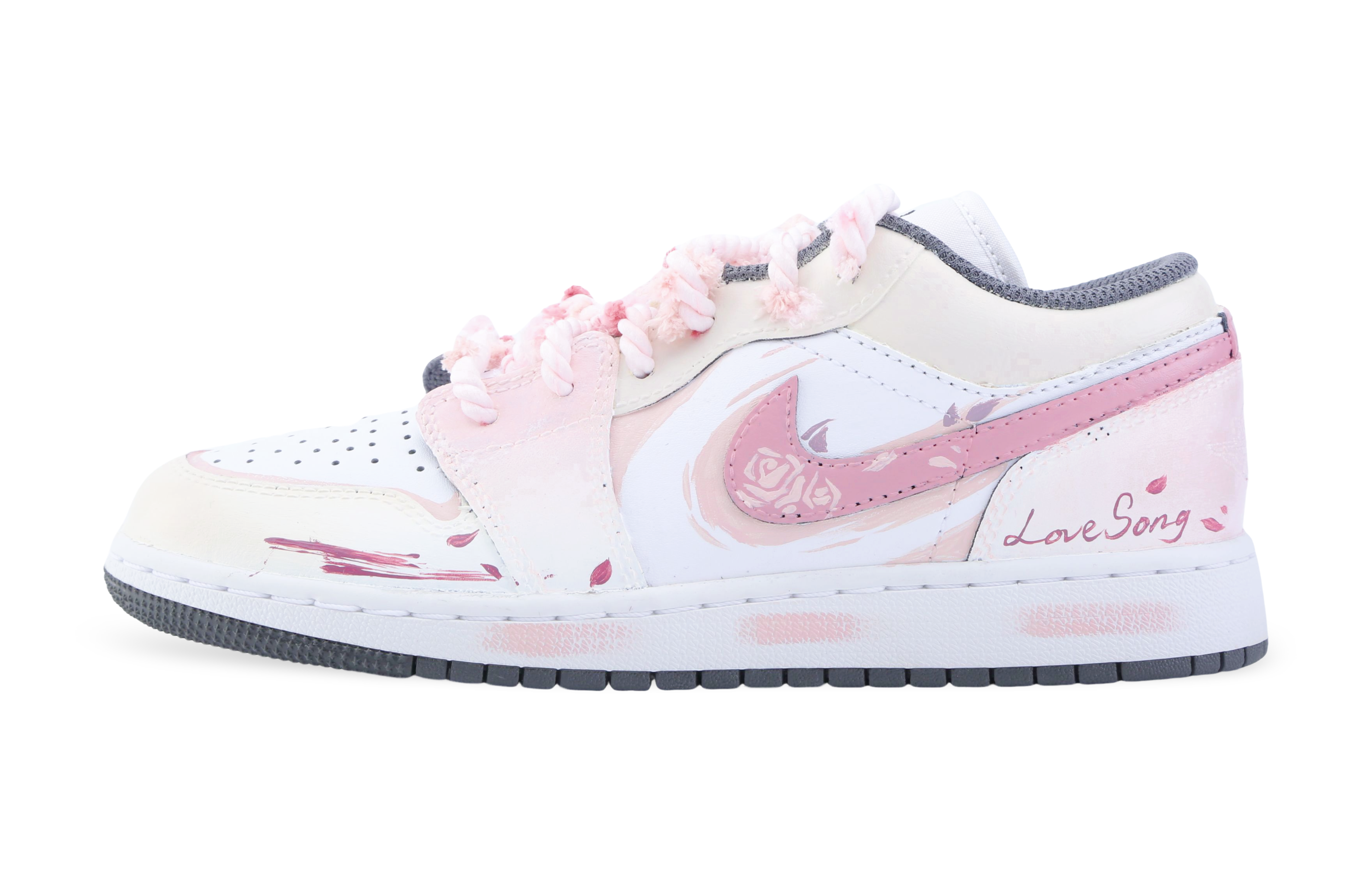 Jordan Air Jordan 1 Drippy Love Journal Abrasion Resistant Low top Vintage Basketball Shoes Unisex Pink
