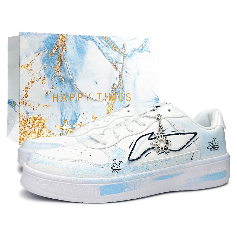 LiNing Pontoon Boats Slip Resistant Lightweight Height Increasing Low Top Skateboard Shoes Unisex Sky Blue