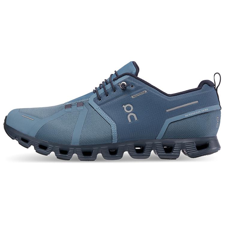 On Waterproof Cushioned Wear-Resistant Waterproof And Breathable Low-Top Casual Shoes Men's Metallic Gray Navy Blue