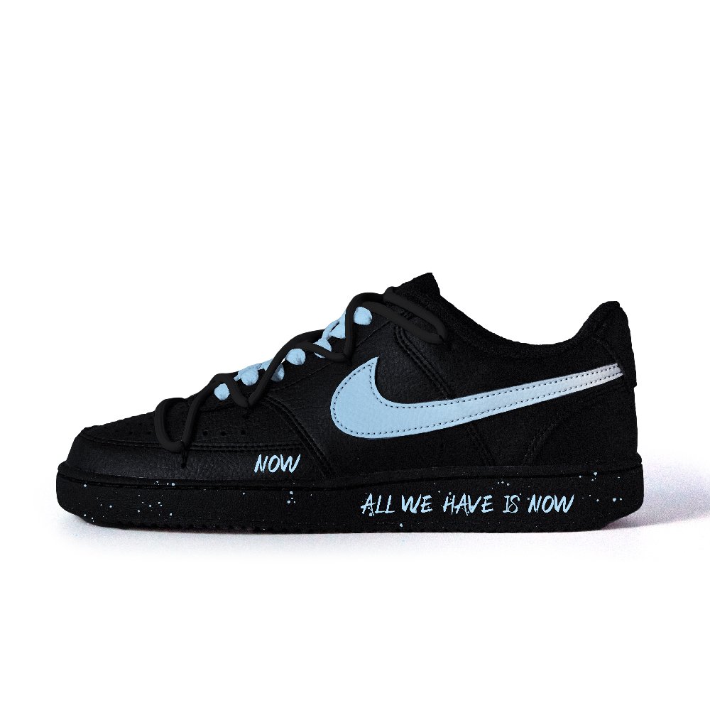 Nike Court Vision Anti Slip Wear Resistant Low Top Skateboard Shoes Unisex Black Blue