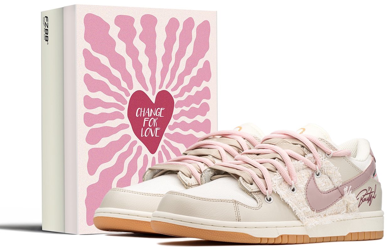 Nike Dunk Low top Skateboard Shoes Unisex Khaki Pink