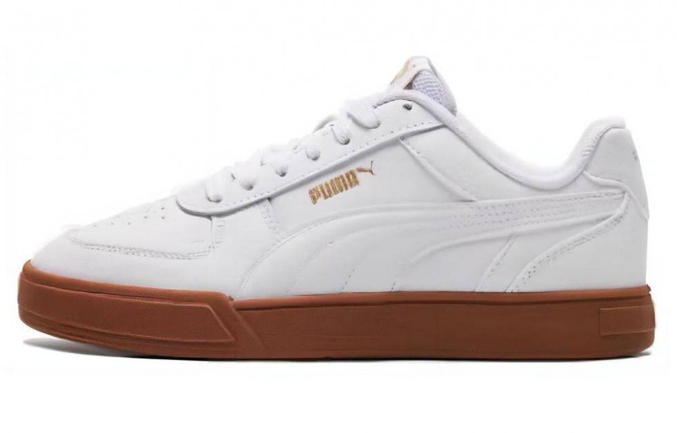 PUMA Caven Wear-Resistant Low-Top Skateboard Shoes Unisex White Gold