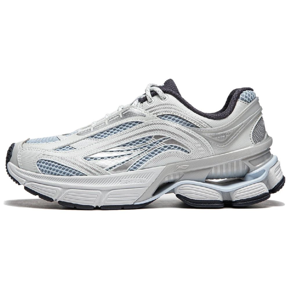 LiNing Aurora RENEW Wear-Resistant Slip-Resistant Support Height Increasing Low-Top Casual Shoes Women's Silver Blue