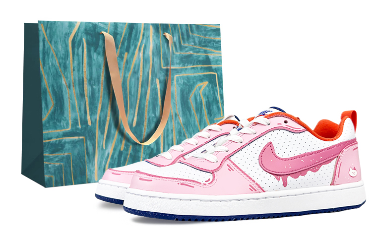 Nike Court Borough Slip-Resistant Cushioning Wear-Resistant Low-Top Skateboard Shoes Women's Pink White