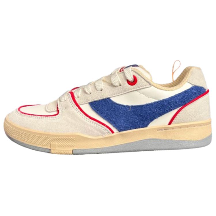 LiNing Slip-Resistant Cushioning Wear-Resistant Low-Top Skateboard Shoes Men's Beige Blue