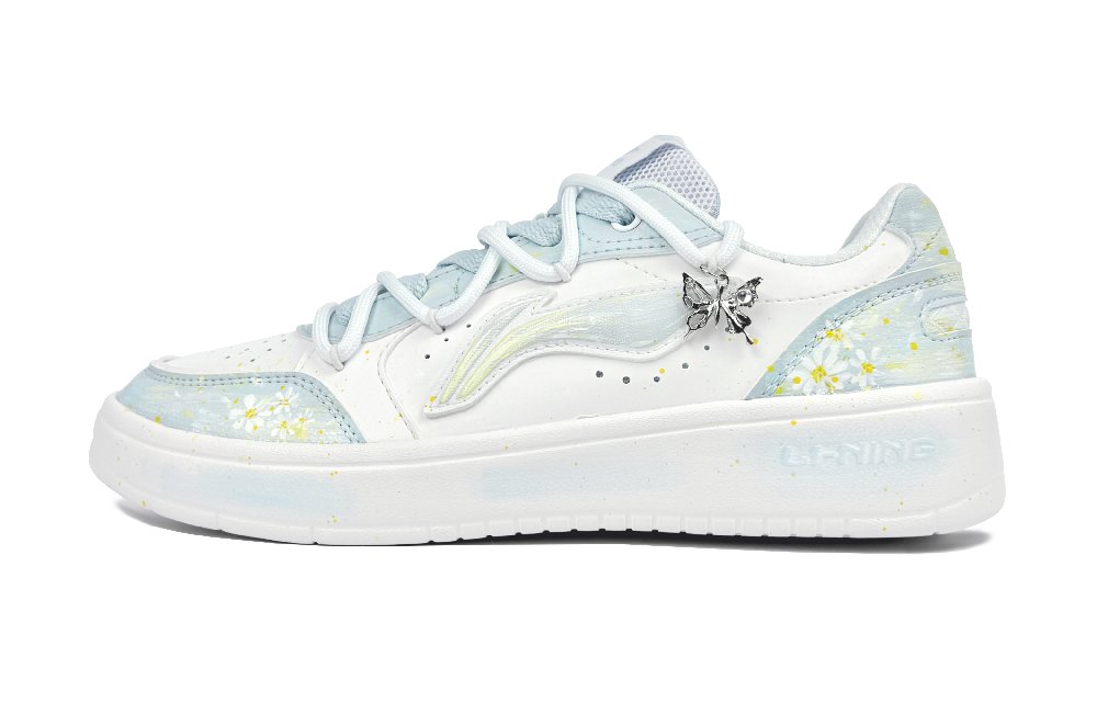 LiNing Yuanbao Pure Lightweight, Breathable, And Slip Resistant Low Top Skateboard Shoes Women's Light Blue