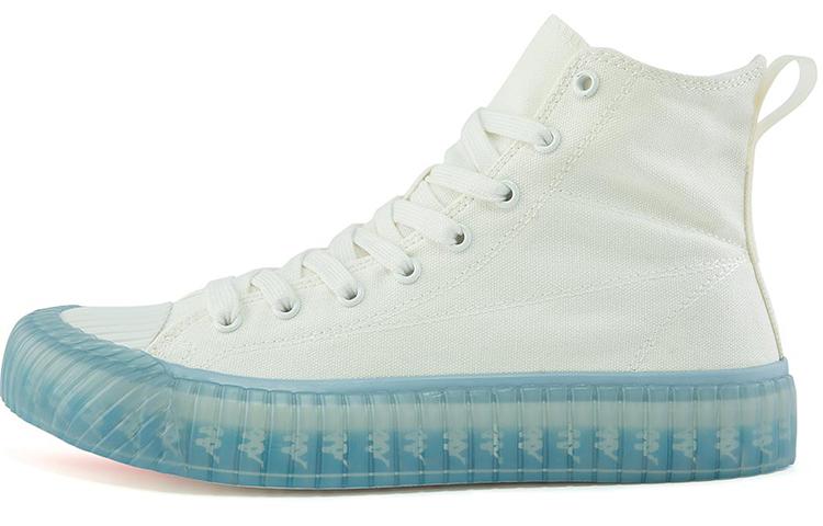 Kappa Jelly String Label Anti-Slip And Wear-Resistant Lightweight High-Top Canvas Shoes Unisex Blue White