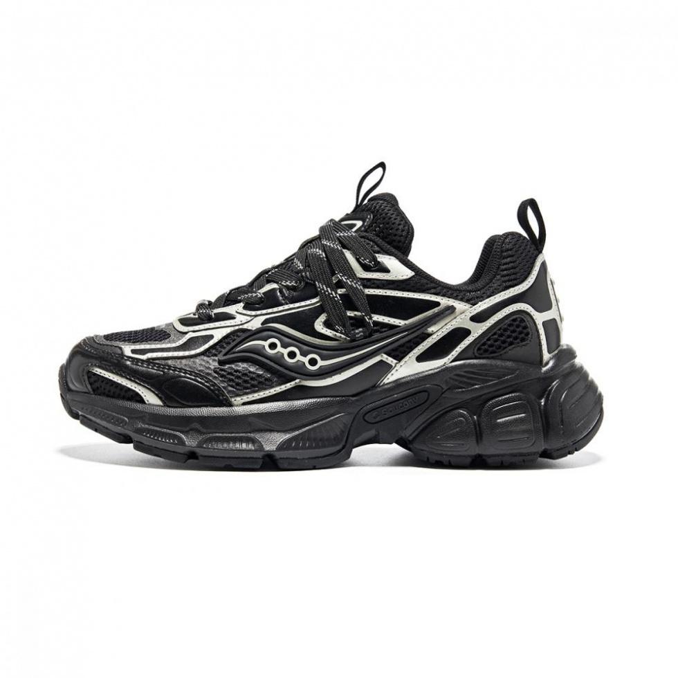 Saucony 2K CAVALRY Large 2K Anti Slip Wear Resistant Low Top Casual Shoes Unisex Black Silver
