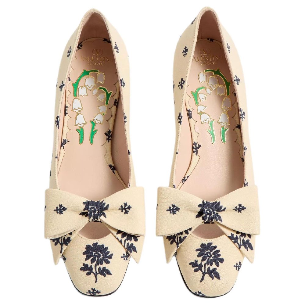 Valentino Bowow Spool Heel High Heels 4.5cm Women's Beige
