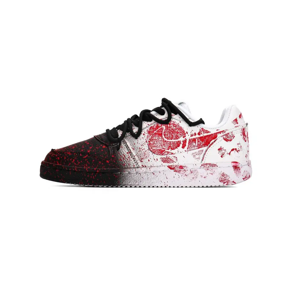 Nike EBERNON Redemption Abrasion Resistant Low Top Skateboard Shoes Unisex Black Red