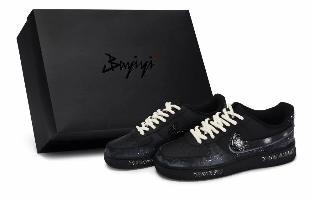 Nike Air Force 1 Skateboard Shoes Unisex Low top Black/White/Silver