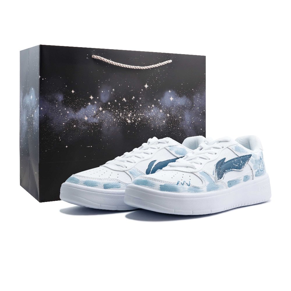 LiNing Pontoon Boats Abrasion Resistant, Lightweight, And Breathable Low top Skateboard Shoes Unisex Light Blue