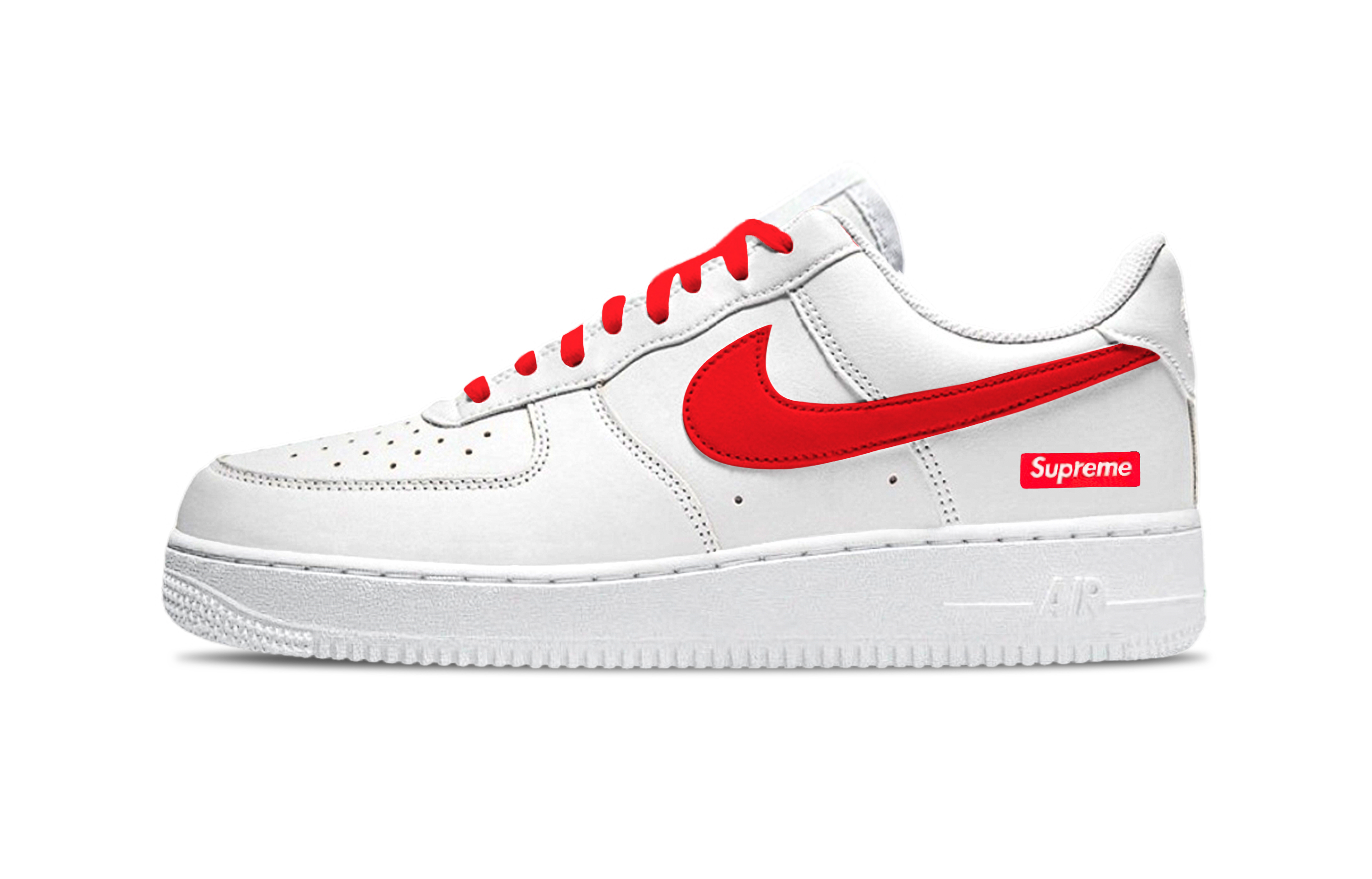 Nike Air Force 1 Abrasion Resistant Low top Skateboard Shoes Unisex White Red