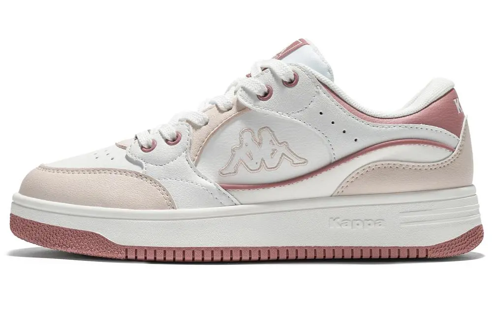Kappa Anti-Slip Wear-Resistant Low-Top Skateboard Shoes Women's Classic White/Milk Tea Pink
