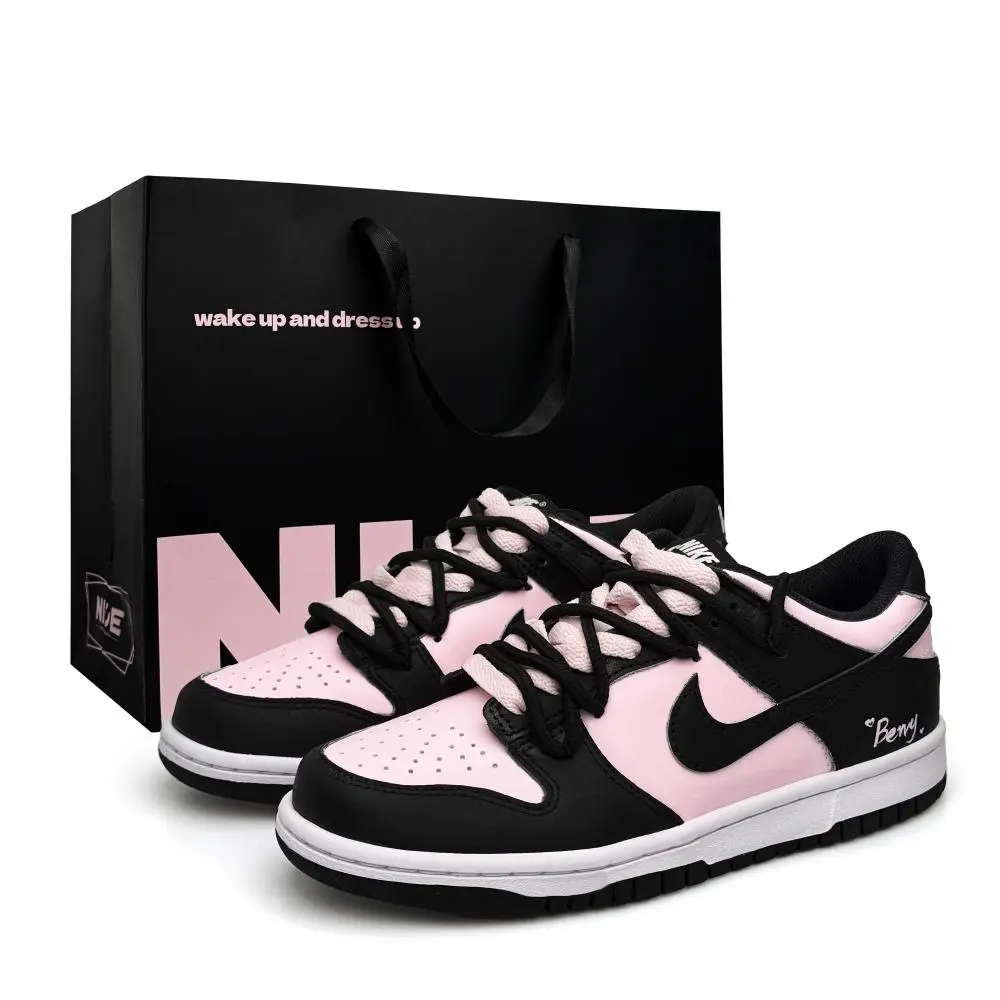 Nike Dunk Skateboard Shoes Unisex Low top Black/White/Pink