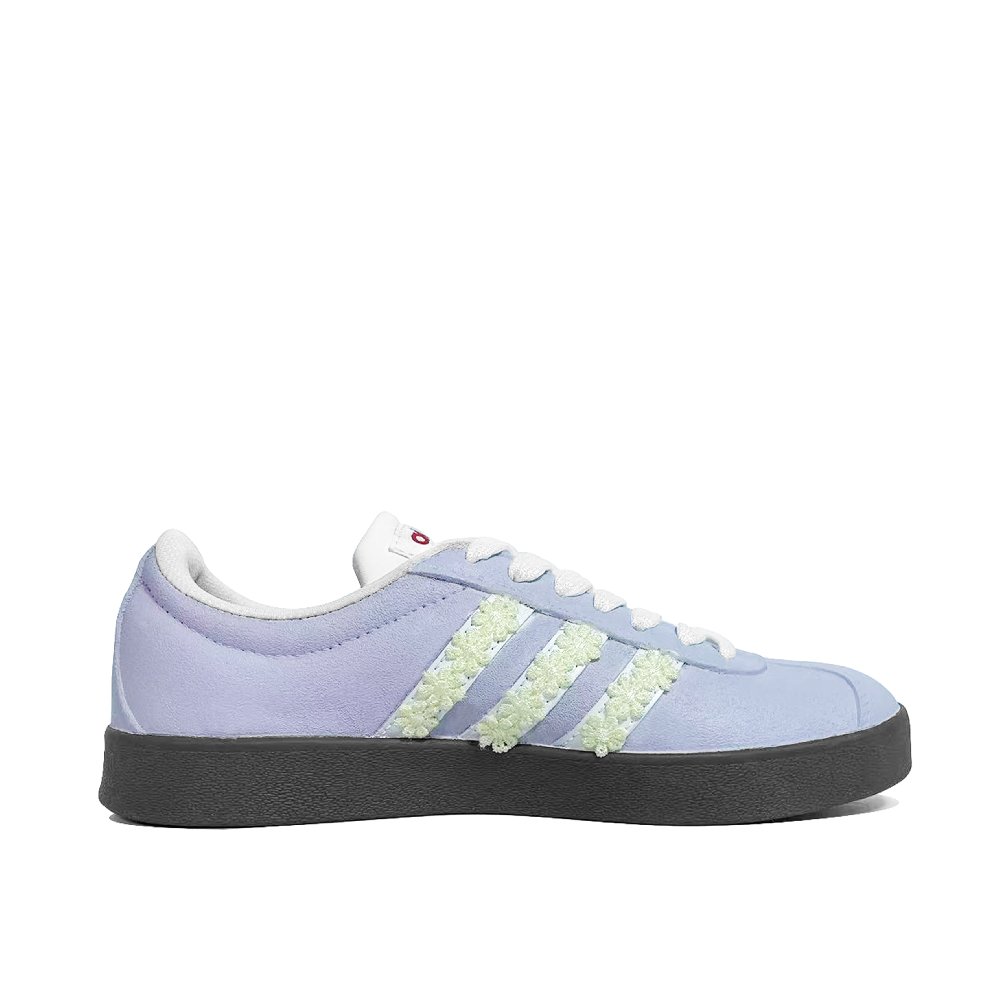 Adidas Neo VL Court 2.0 Small Purple Flower Coverage Quick Dry Lightweight Low Top Skateboard Shoes Unisex Purple White