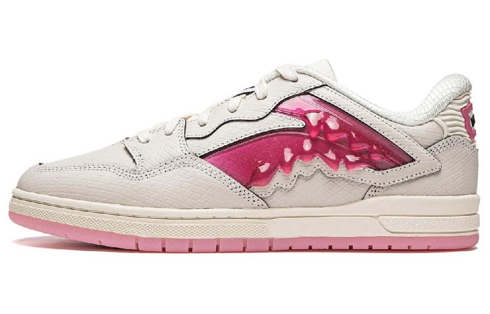 LiNing Wave Pro Cushioning Wear-Resistant Low-Top Skateboard Shoes Unisex Ecru/Fifi Pink