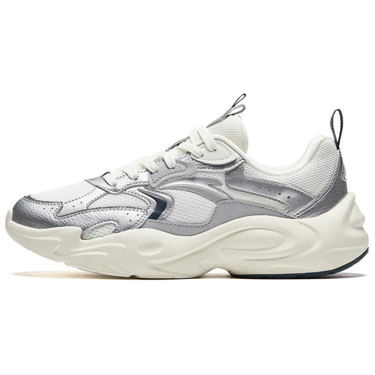 Anta Walker Slip Resistant, Abrasion Resistant, Lightweight Low Top Casual Shoes Men's White Silver