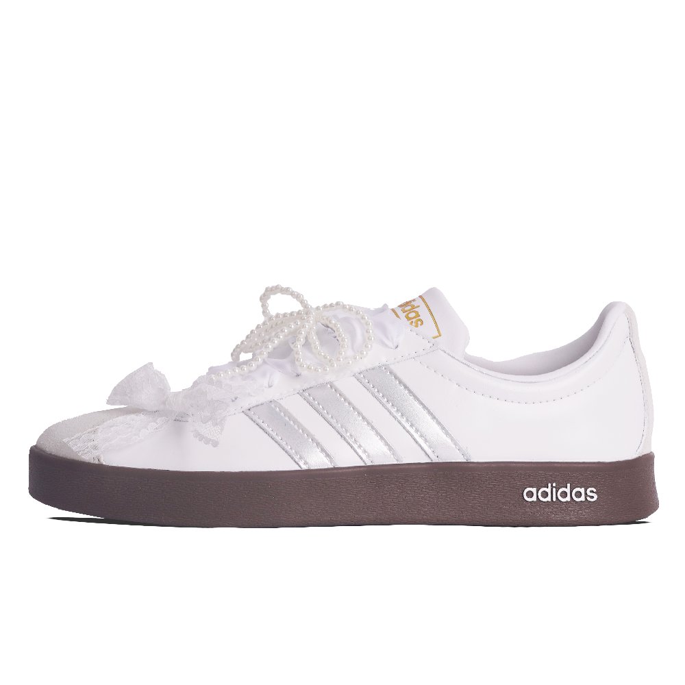 Adidas Neo VL Court 2.0 Slip Resistant Low Top Skateboard Shoes Unisex Silver White