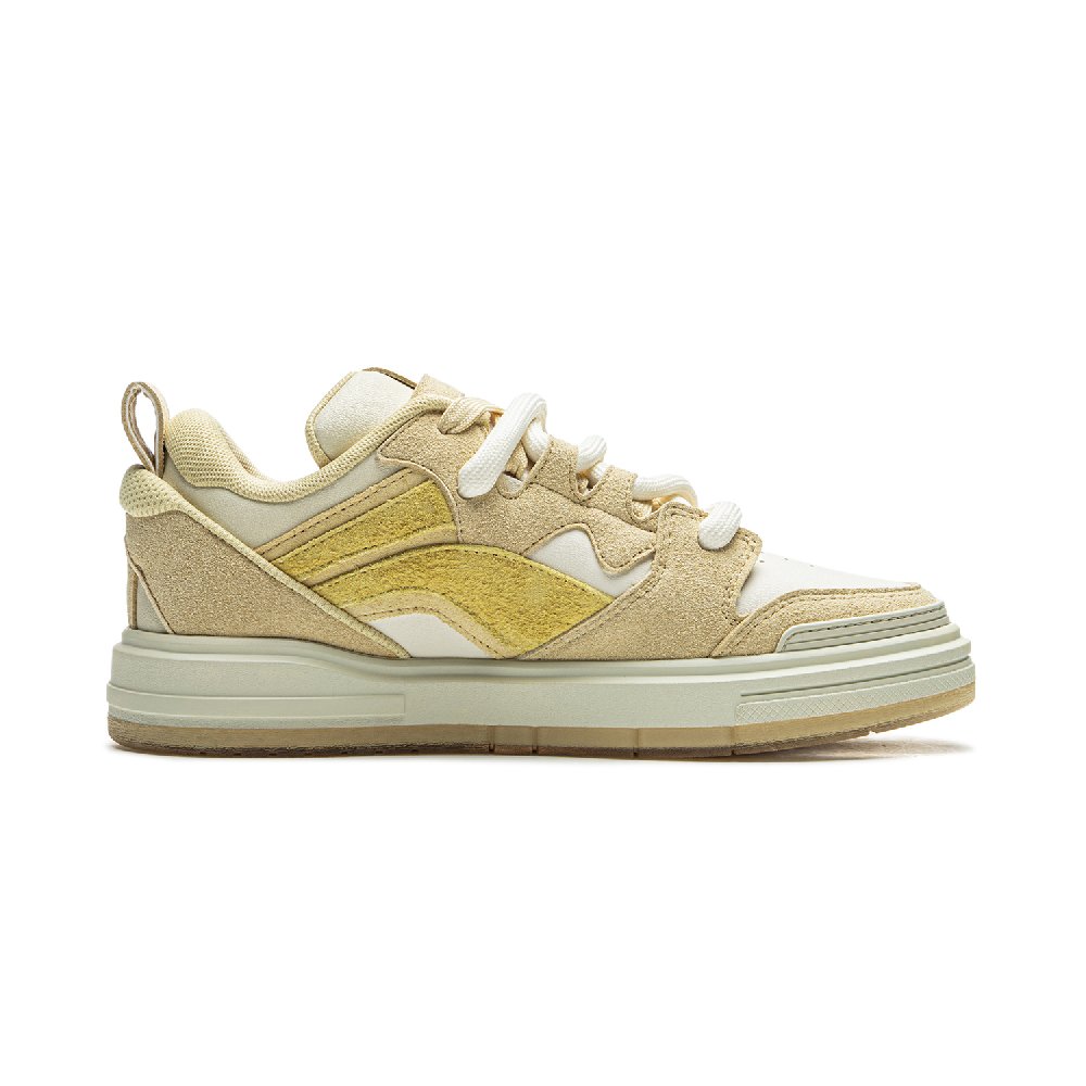 LiNing Wave SWAG Slip Resistant Cushioning Abrasion Resistant Low Top Skateboard Shoes Women's Yellow Beige