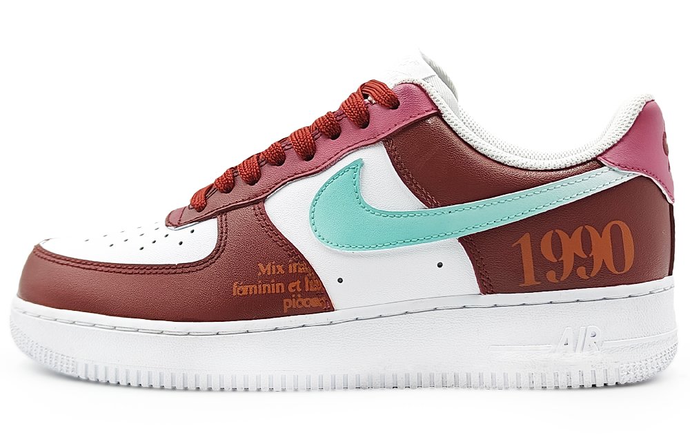 Nike Air Force 1 Abrasion Resistant Low Top Skateboard Shoes Men's Red White