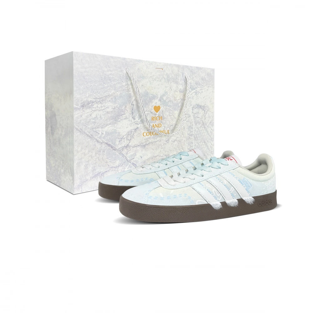 Adidas VL COURT 2.0 Lifestyle Blue Soda Cushioning, Wear Resistant Low top Skateboard Shoes Unisex Blue White