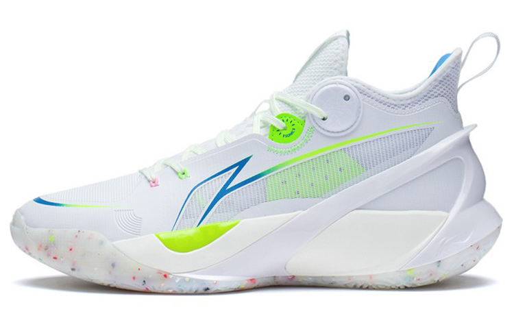 LiNing SONIC 10 Cushioning, Slip Resistant, Abrasion Resistant, Coverage, Support Mid top Basketball Shoes Men's White