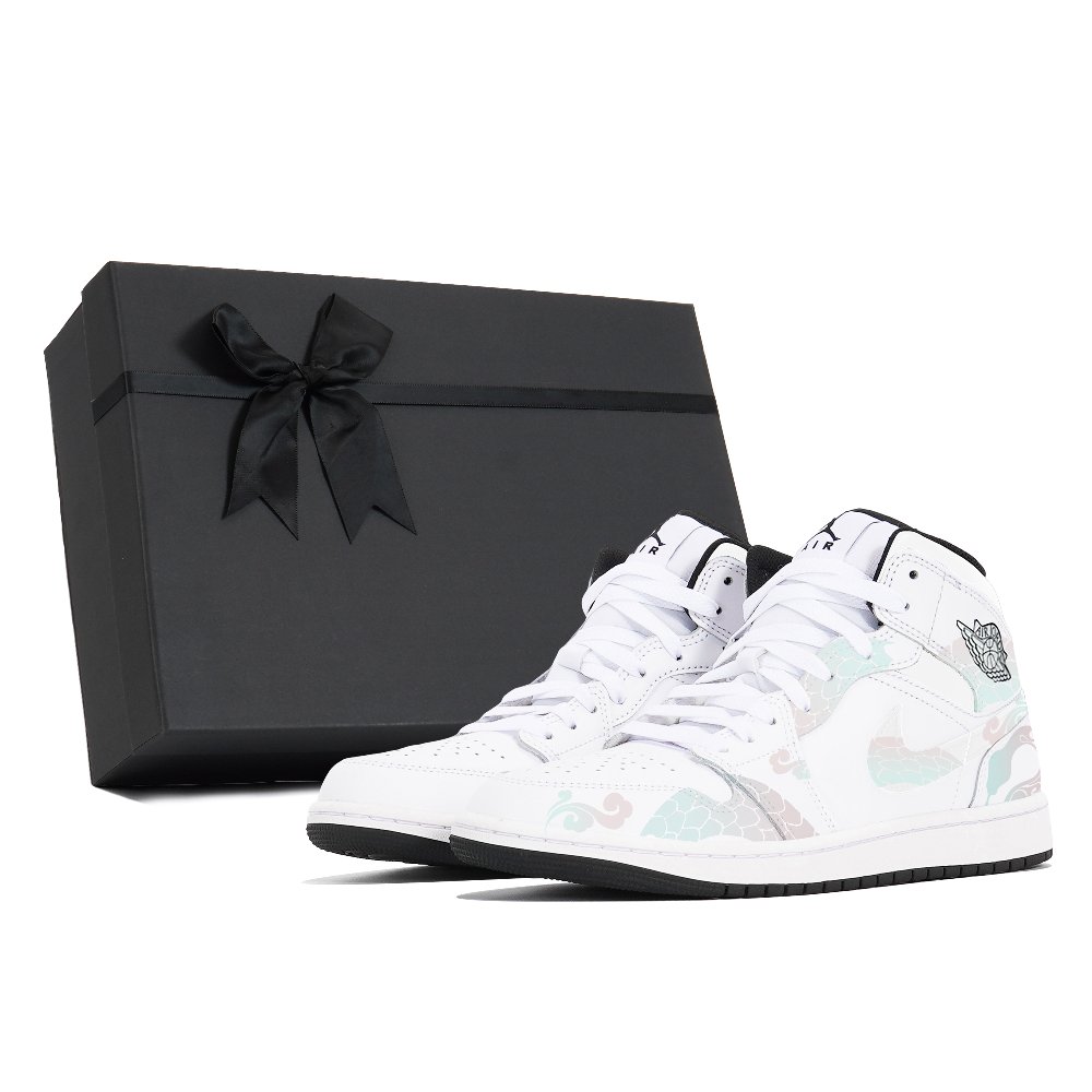 Jordan Air Jordan 1 Abrasion-Resistant Mid-Top Vintage Basketball Shoes Men's White
