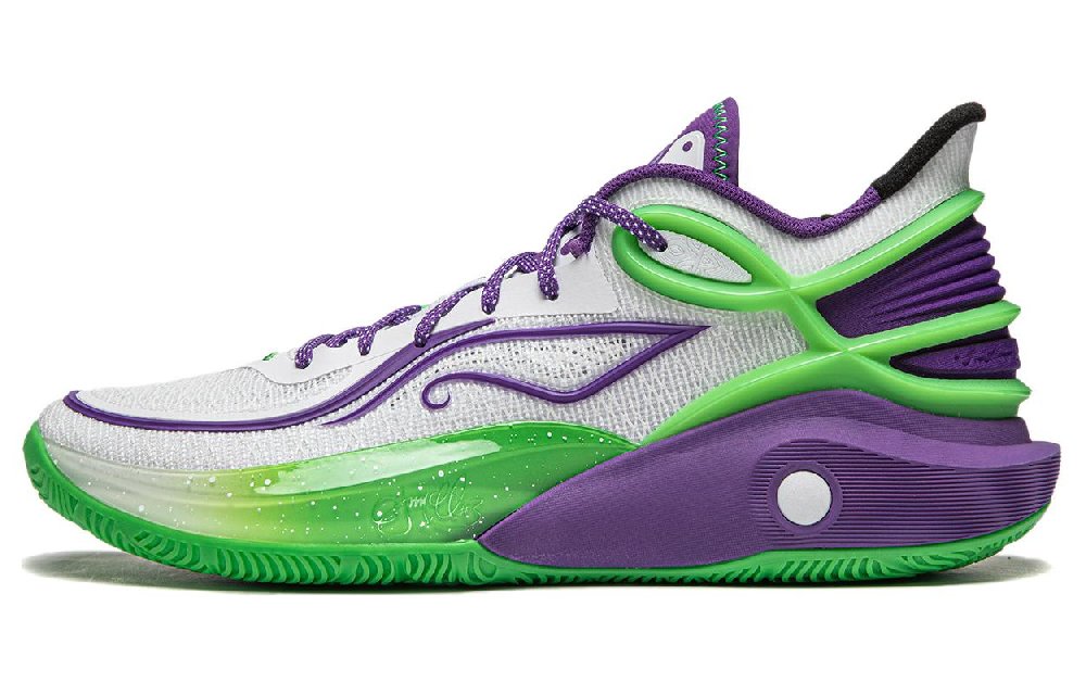 LiNing CJ-3 Anti-Slip And Wear-Resistant Lightweight Rebound Low-Top Basketball Shoes Men's White Purple Green