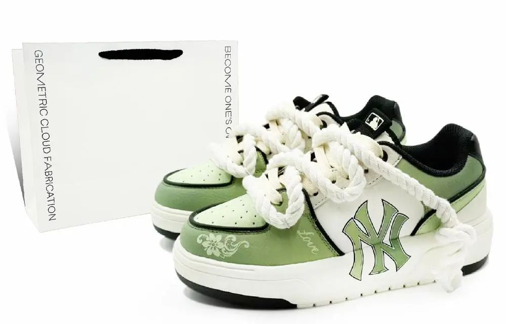 MLB Chunky Liner Abrasion Resistant Low top Skateboard Shoes Unisex Green White