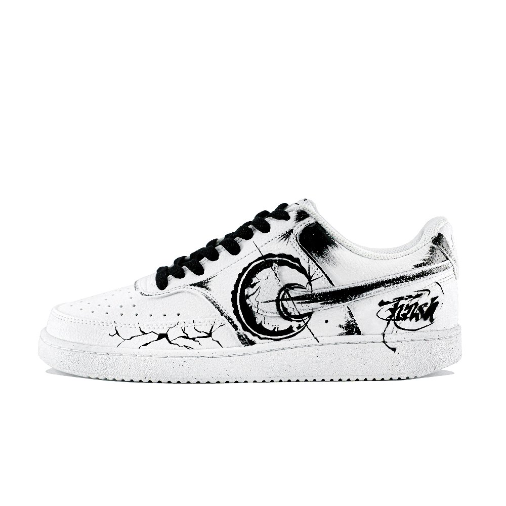 Nike Court Vision 1 Abrasion Resistant Balance Low Top Skateboard Shoes Men's Black White