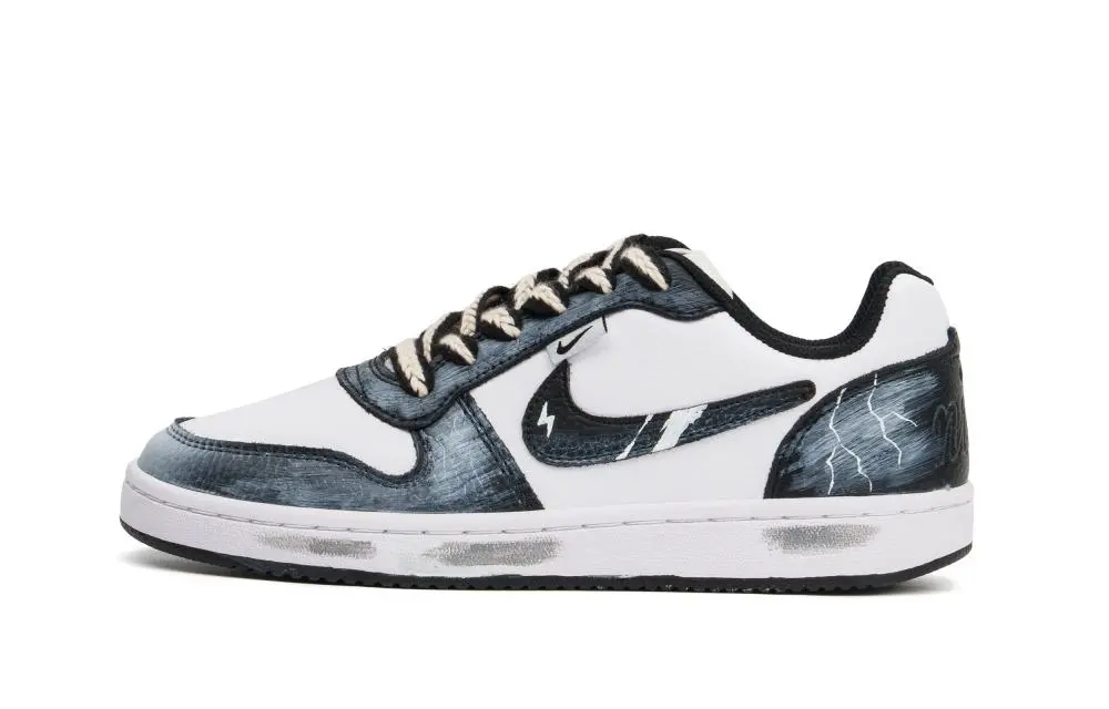 Nike EBERNON Cushioning, Wear Resistant Low top Skateboard Shoes Men's Black White