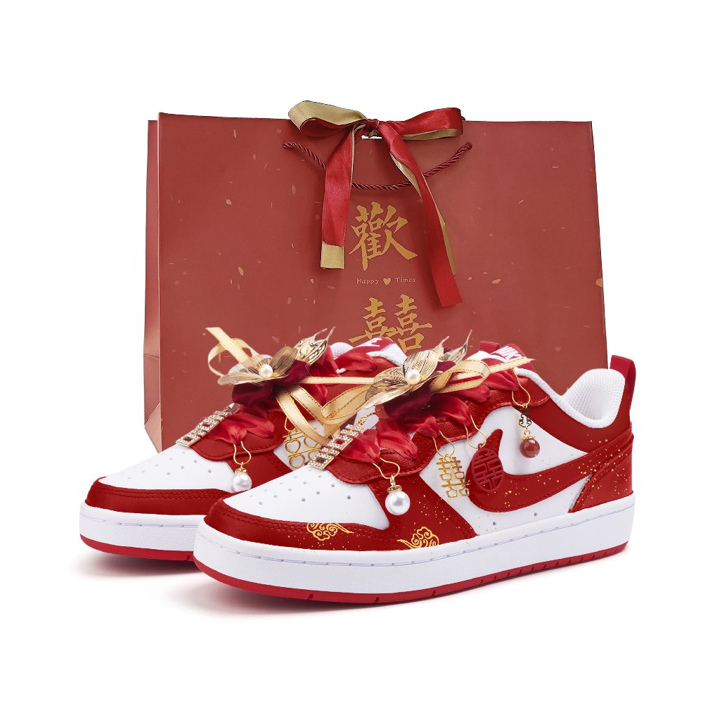 Nike Court Borough Cushioning, Wear Resistant Low top Skateboard Shoes Women's Red