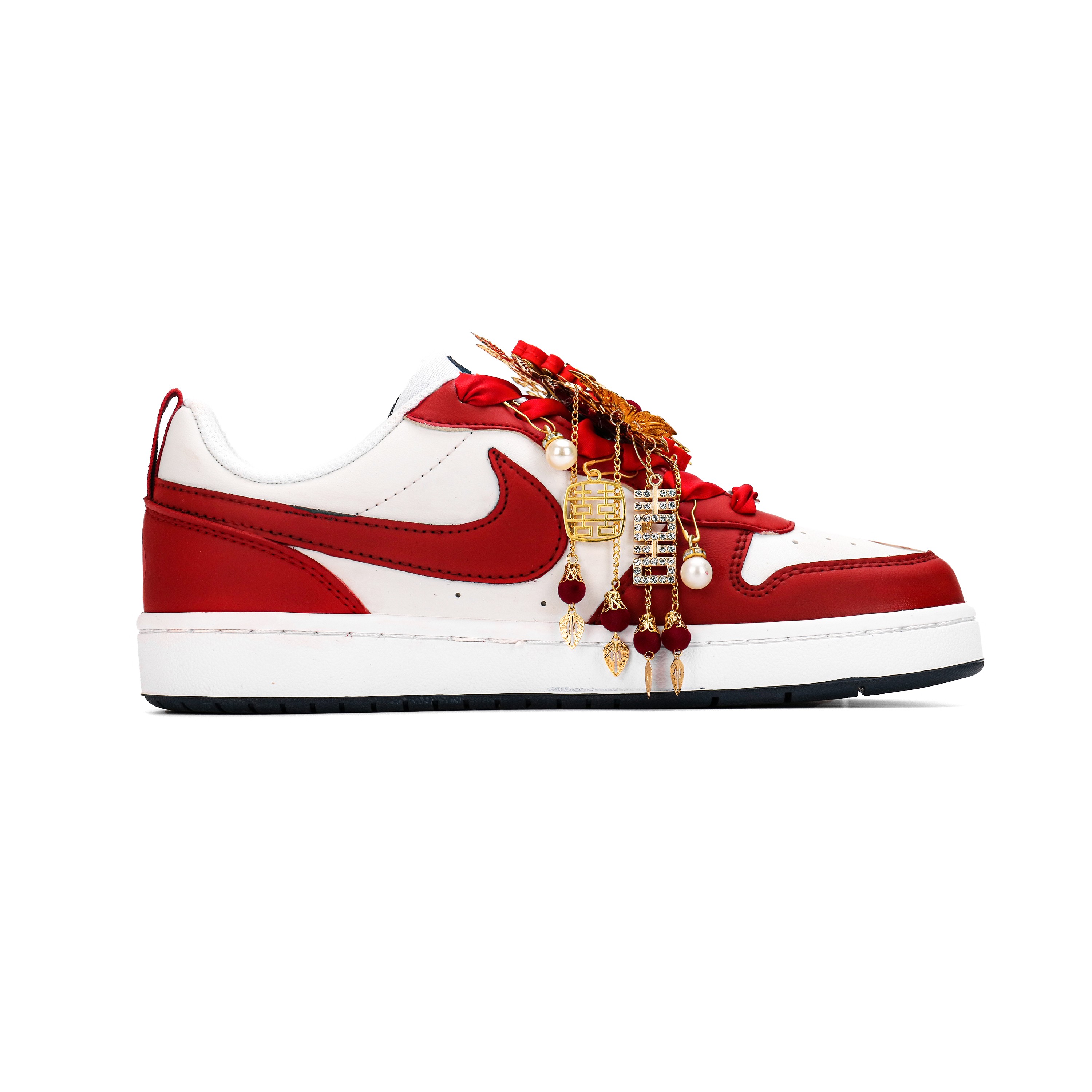 Nike Court Borough Golden Jade Perfect Match Abrasion Resistant Low top Skateboard Shoes Unisex Red White