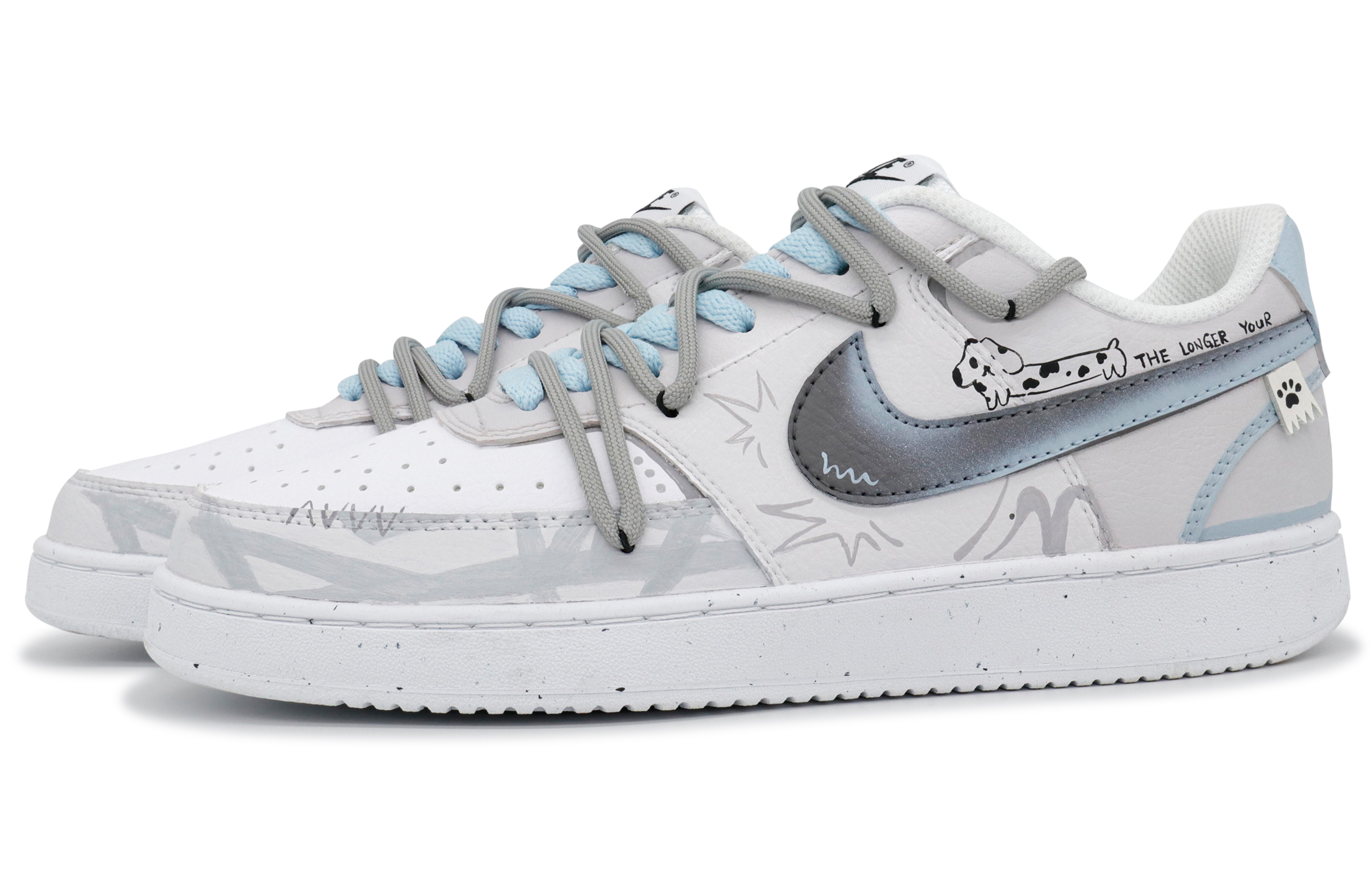 Nike Court Vision 1 Heart Box & Cute Puppy Bus Slip Resistant Cushioning Low Top Skateboard Shoes Men's White Gray купить в интернет-магазине Yoocart с быстрой доставкой по России.